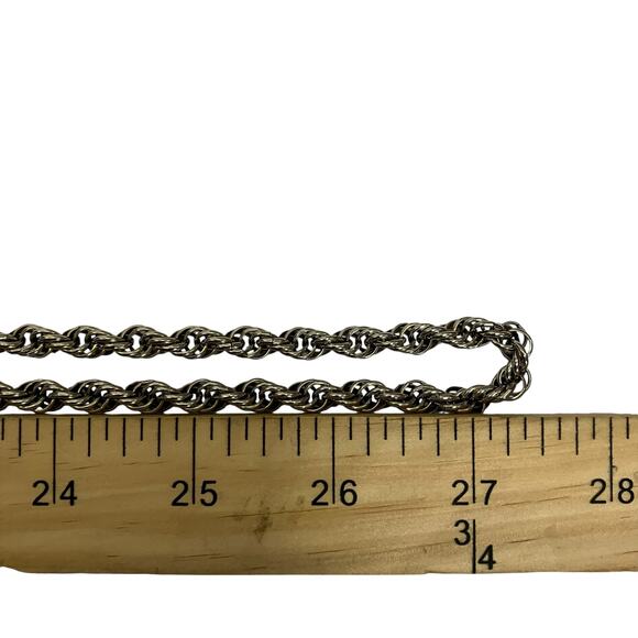 Vintage Monet Silver Tone Chunky Long Rope Chain Necklace - Picture 4 of 4